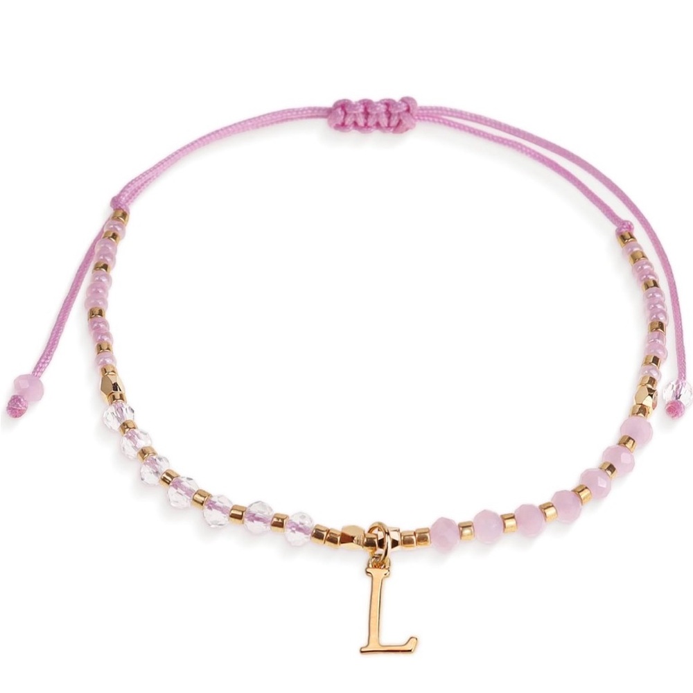 Beaded Natural Stone Initial Bracelet - Picture 5 of 5